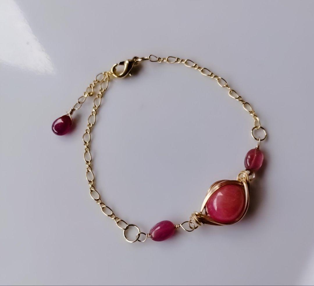 Kgf14 希少 宝石ルース スター ルビー・ルビー ブレスレット