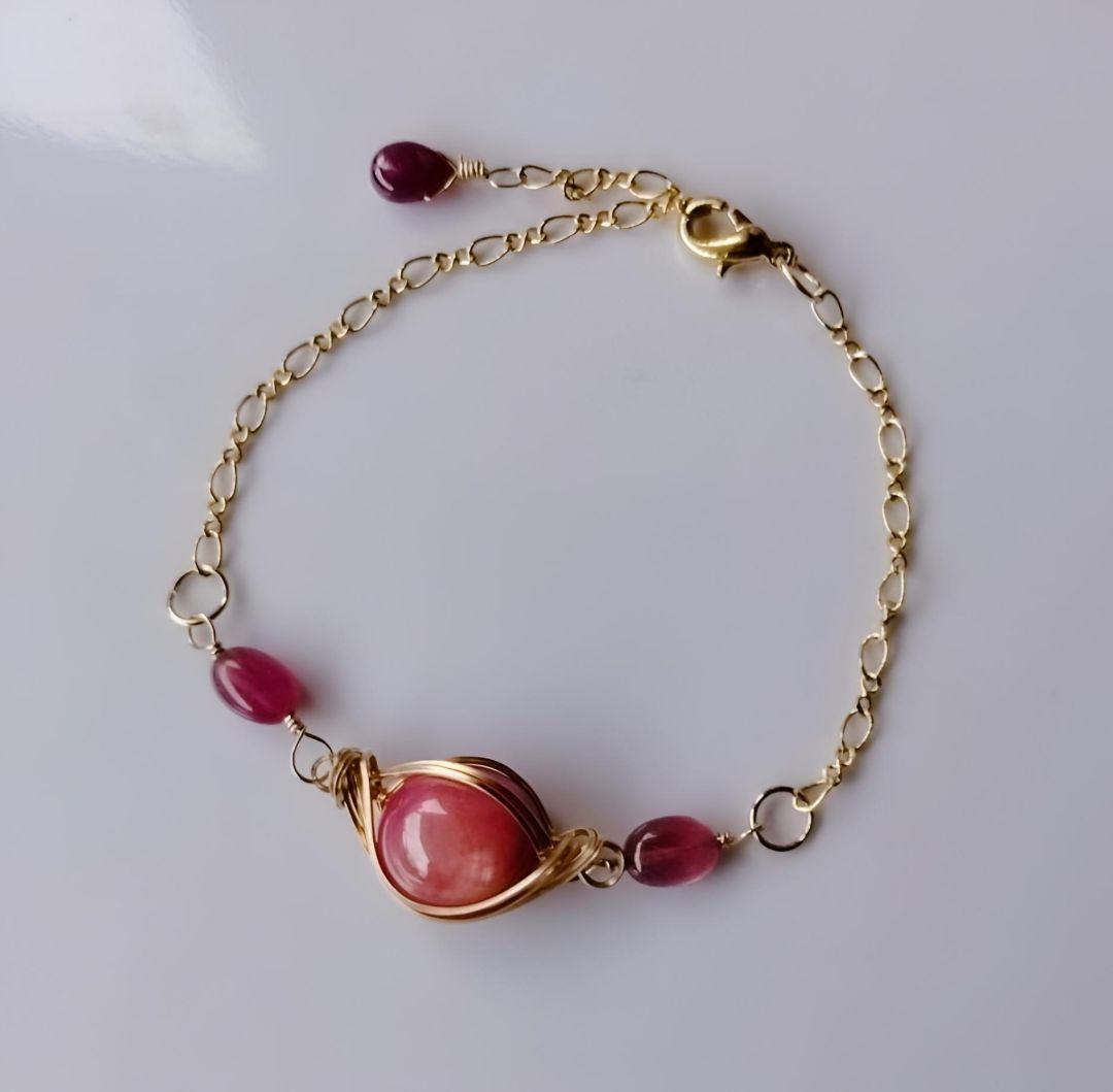 Kgf14 希少 宝石ルース スター ルビー・ルビー ブレスレット