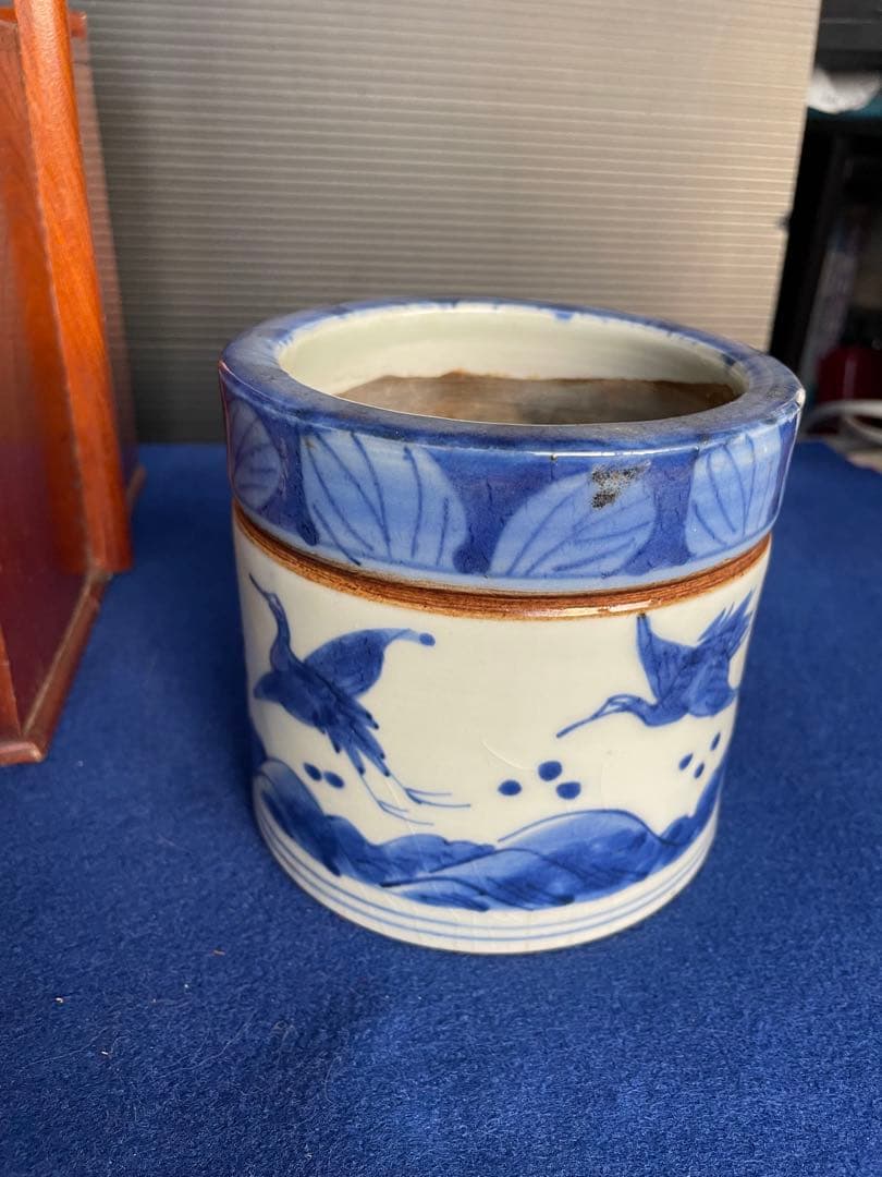 煙草盆　染付灰いれ