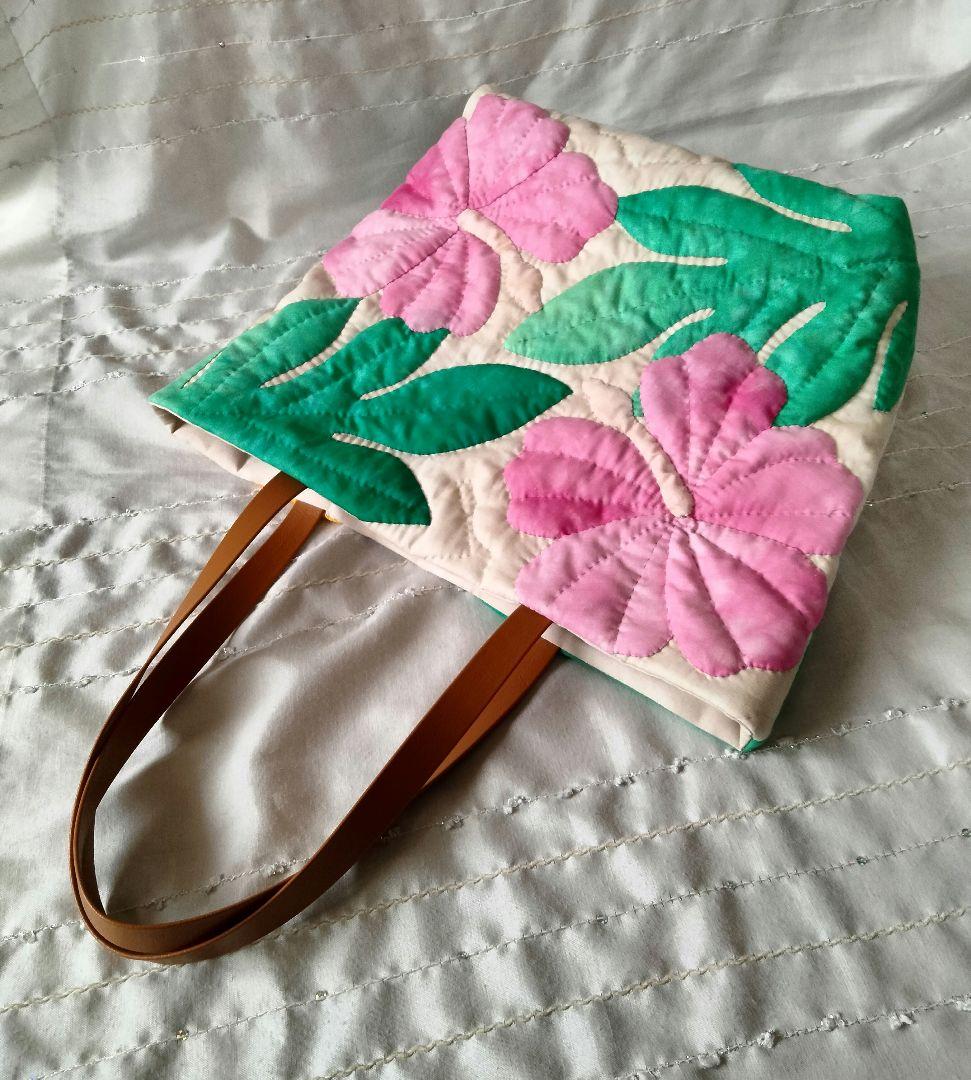 ☆280.ハワイアンキルト・バッグ・ハイビスカス＆モンステラ