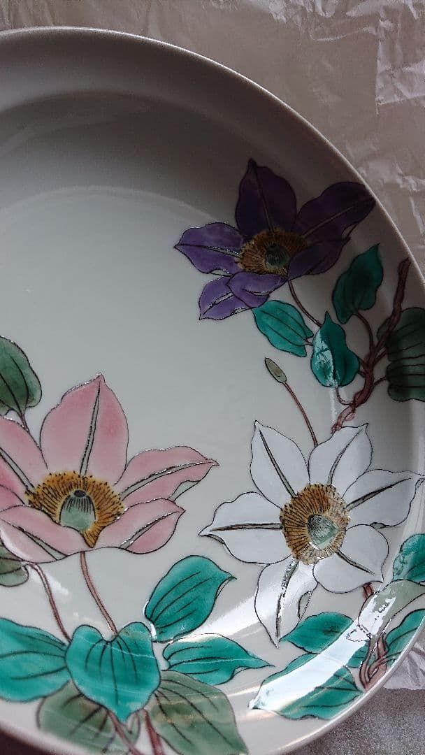 九谷焼 鉄仙花 盛鉢 穂光氏作　共箱入