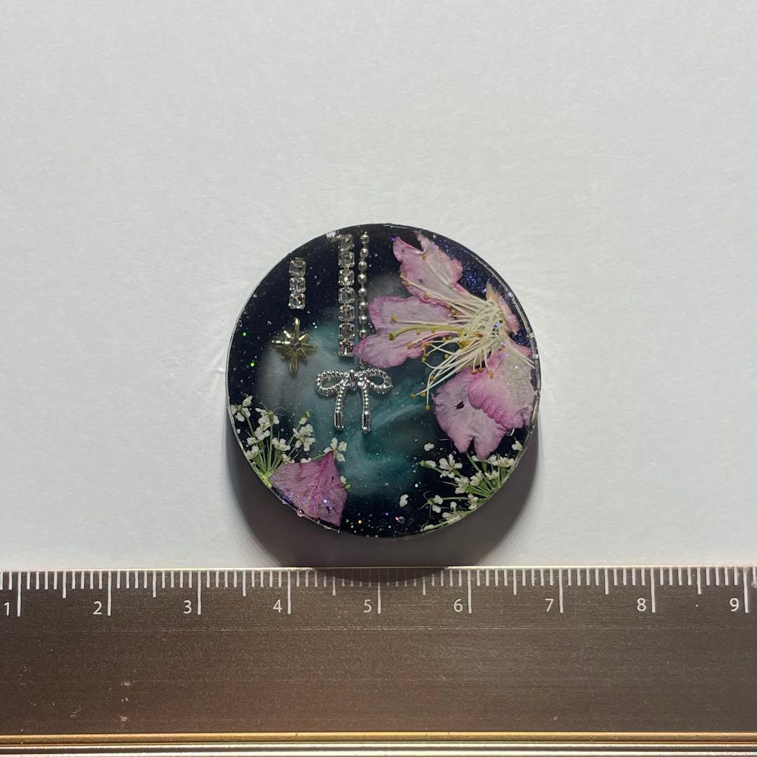 星降る夜桜-1 ハンドメイド ヘアゴム ブローチ ポニーフック キーホルダー