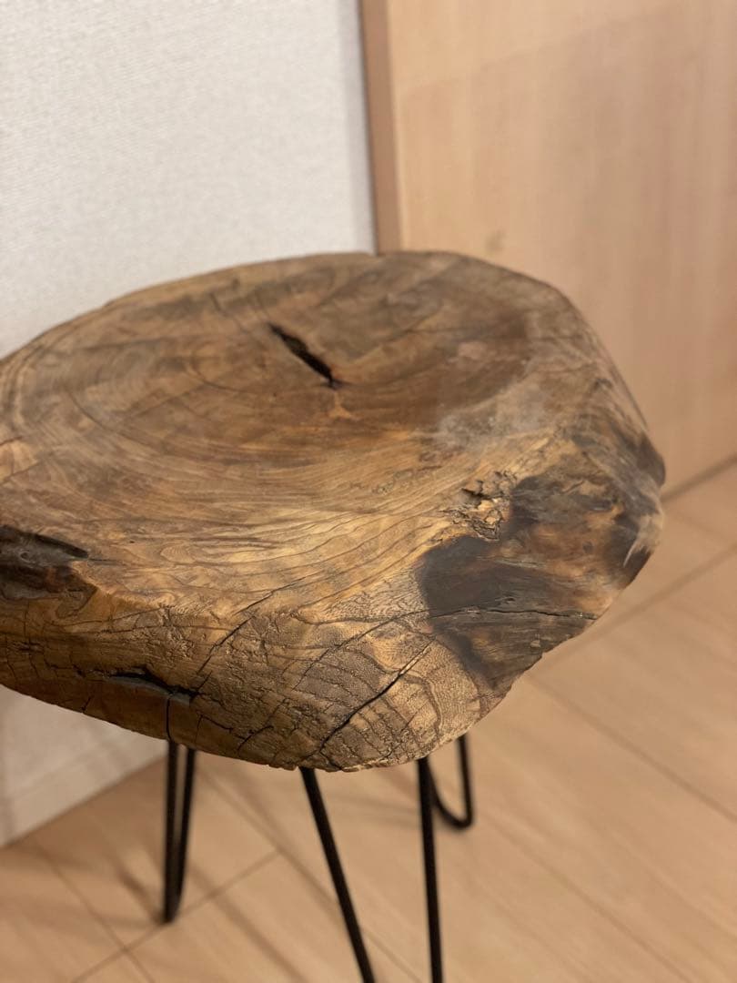 木製丸型テーブル 金属脚　※3/7,8限定1,000円off