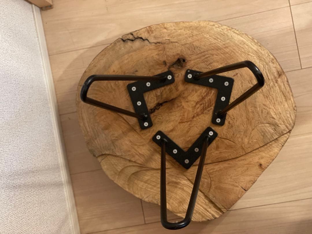 木製丸型テーブル 金属脚　※3/7,8限定1,000円off