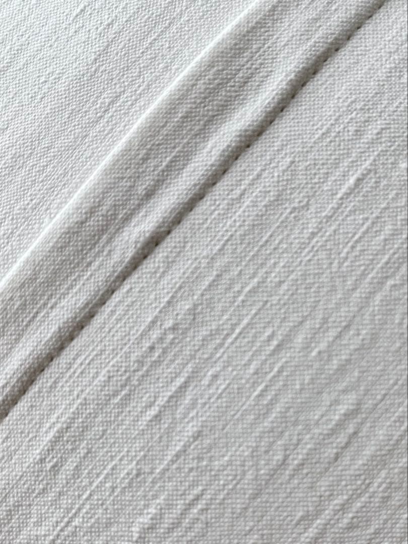 【美品】フランスアンティーク DC花文字刺繍 大きめフリル ラウンドクッション