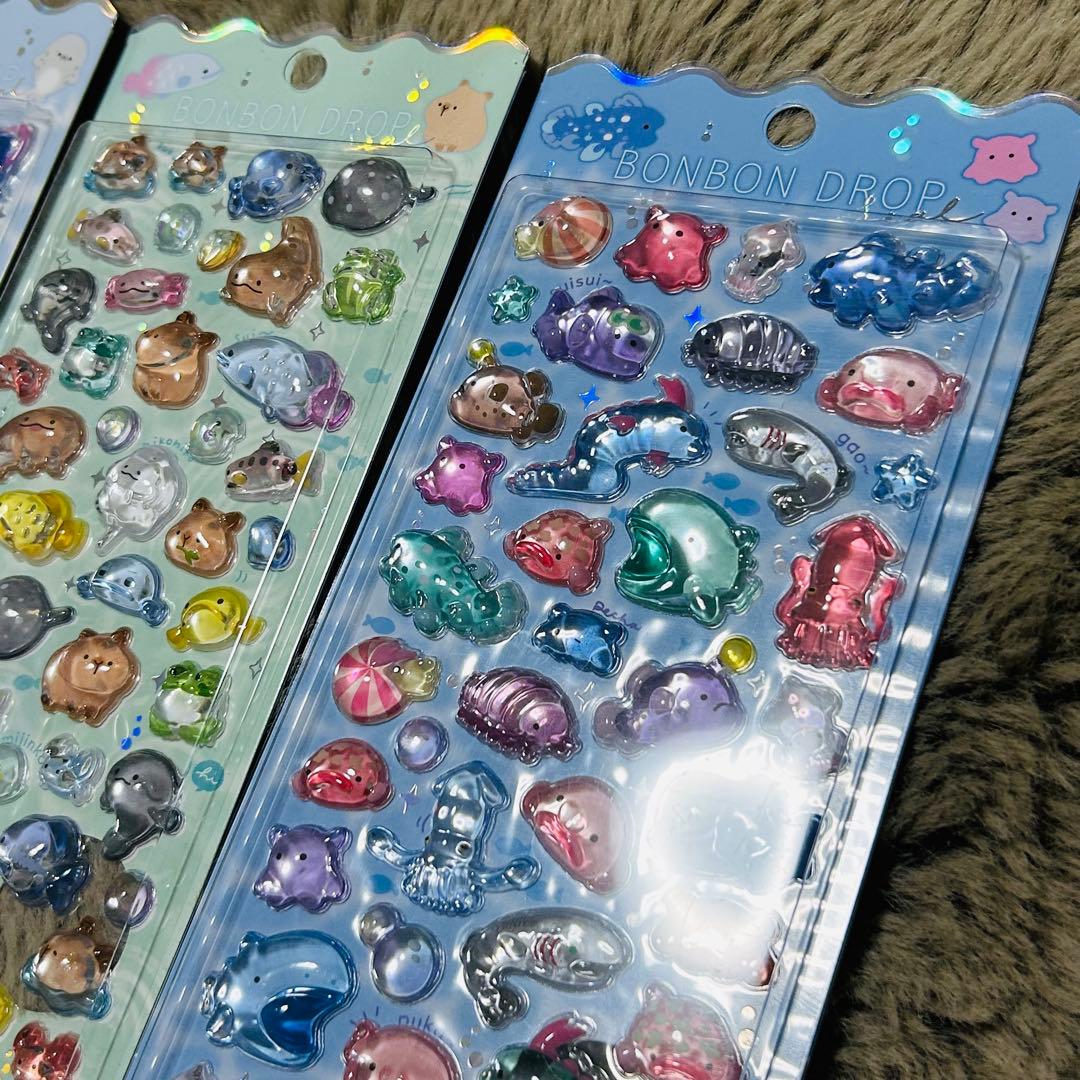 ボンボンドロップシール　ボンドロ　水族館限定　海獣　深海魚　淡水　水辺のいきもの
