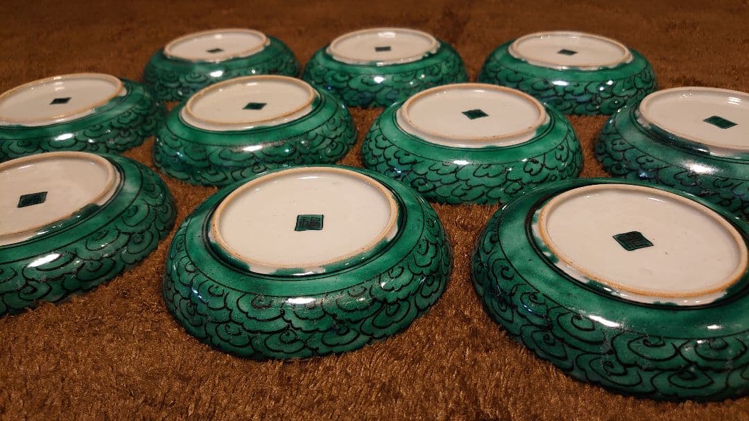 古九谷　九谷焼　青九谷　吉田屋　蔵出し　１０客