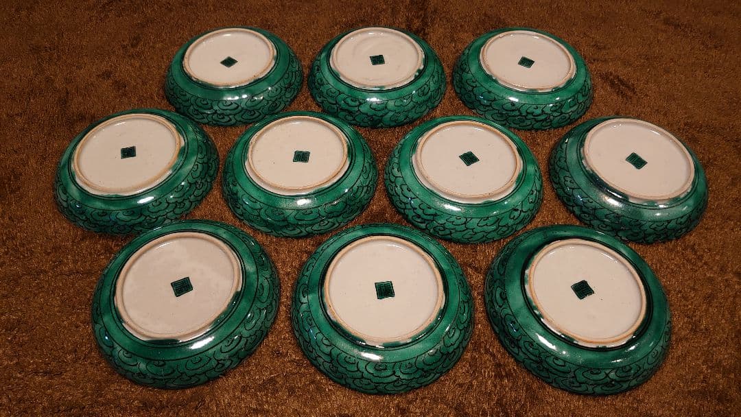 古九谷　九谷焼　青九谷　吉田屋　蔵出し　１０客