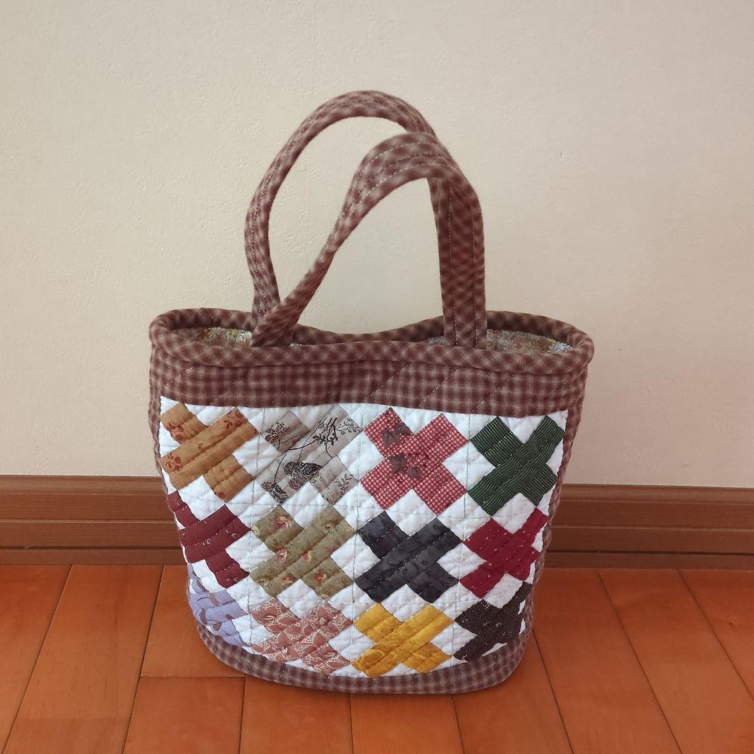 パッチワークキルティングトートバッグ