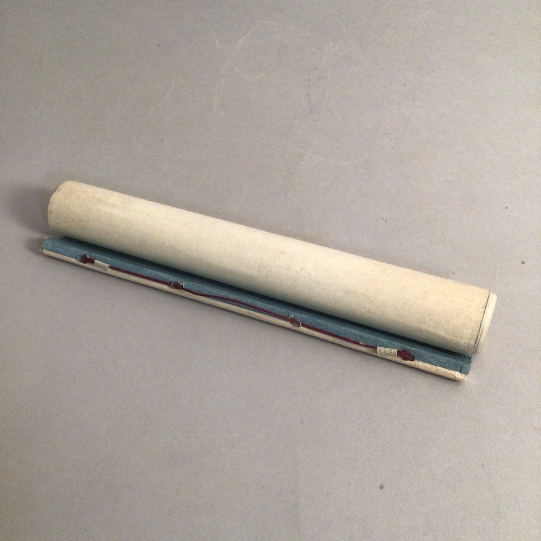 No4138 掛軸　烟絹　寒山寺屏条　張継詩　夜半鐘聲到客船　山水画　送料無料