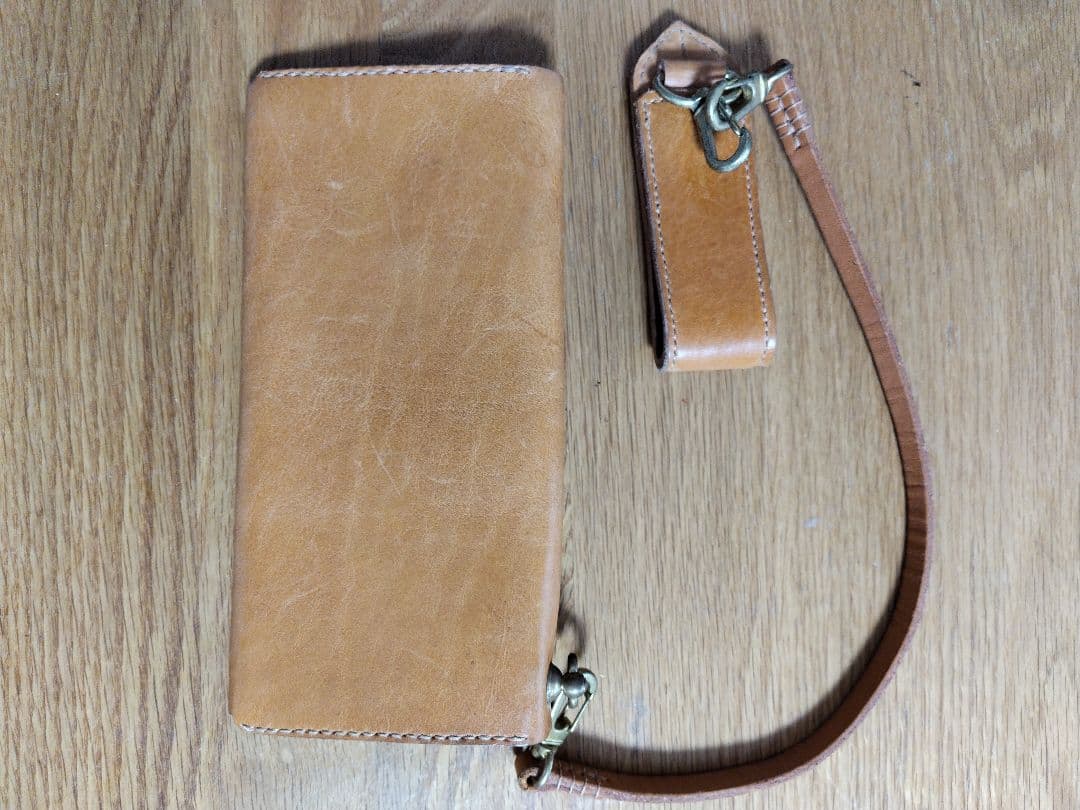 神戸レザー製長財布 ベージュ10cm×20cm