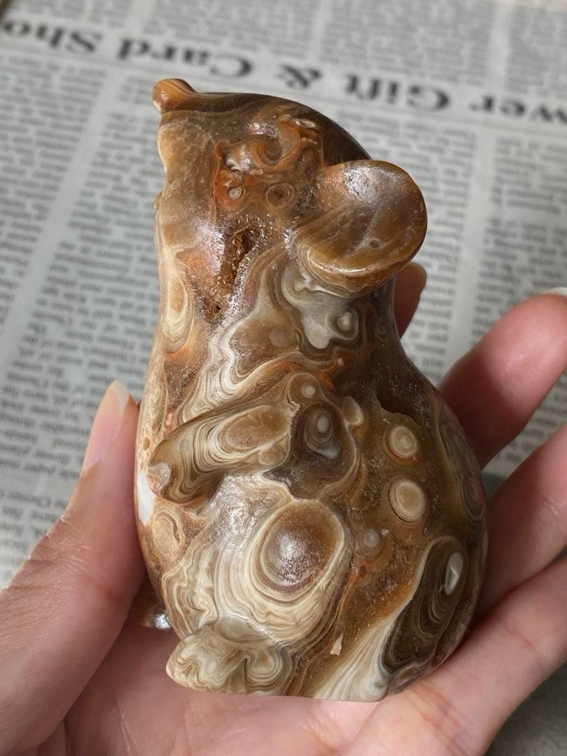カルサイト ねずみちゃん 置物 天然石 パワーストーン カービング