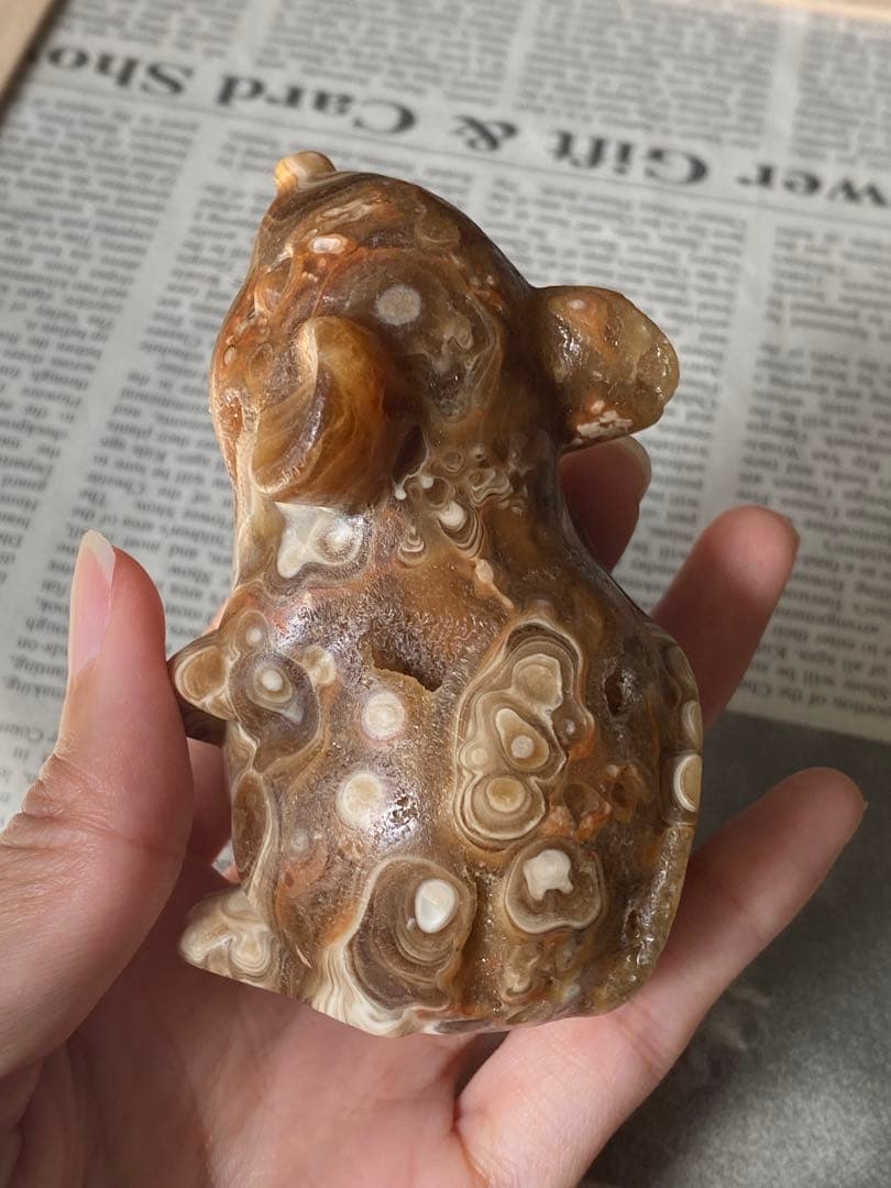 カルサイト ねずみちゃん 置物 天然石 パワーストーン カービング