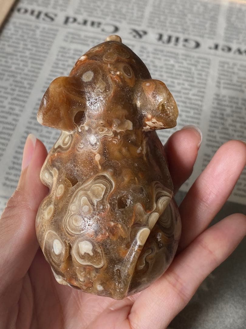 カルサイト ねずみちゃん 置物 天然石 パワーストーン カービング