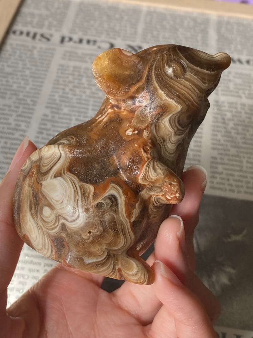 カルサイト ねずみちゃん 置物 天然石 パワーストーン カービング