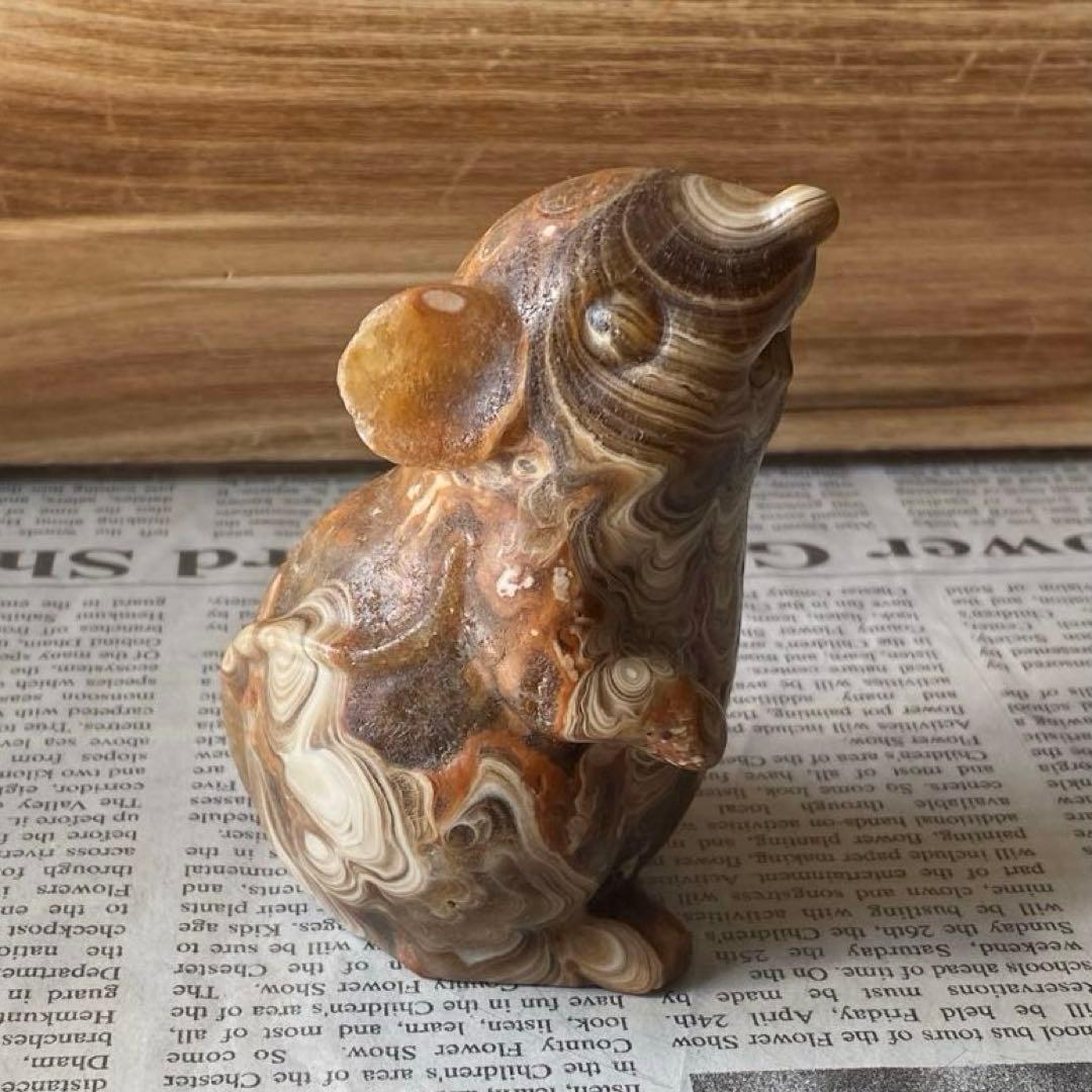 カルサイト ねずみちゃん 置物 天然石 パワーストーン カービング