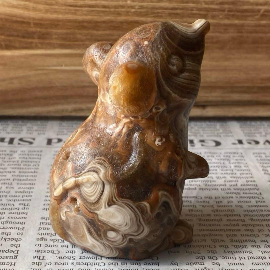 カルサイト ねずみちゃん 置物 天然石 パワーストーン カービング