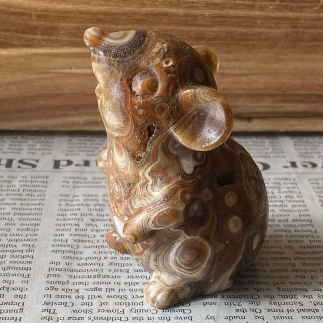 カルサイト ねずみちゃん 置物 天然石 パワーストーン カービング