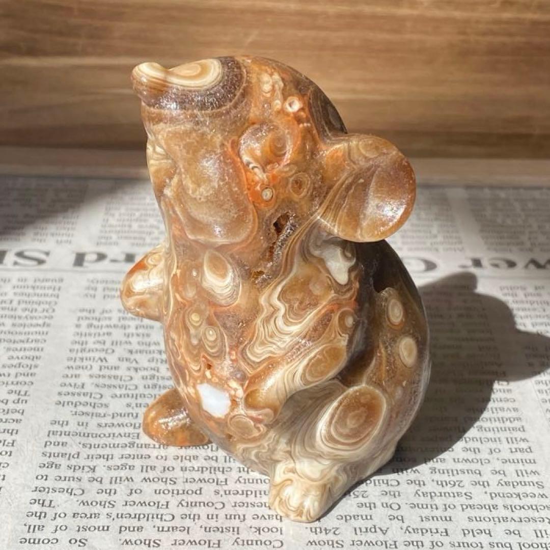 カルサイト ねずみちゃん 置物 天然石 パワーストーン カービング