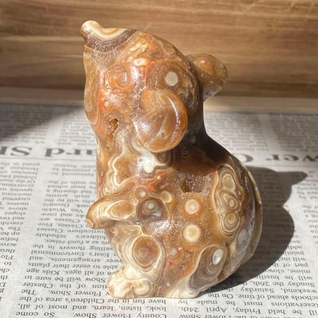 カルサイト ねずみちゃん 置物 天然石 パワーストーン カービング