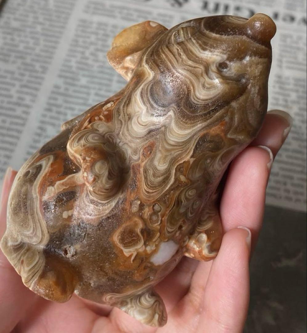 カルサイト ねずみちゃん 置物 天然石 パワーストーン カービング