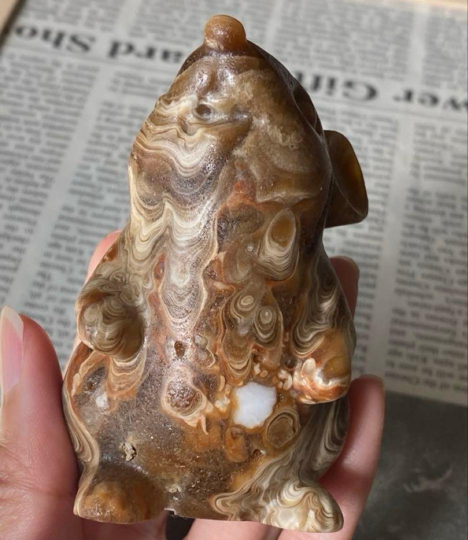 カルサイト ねずみちゃん 置物 天然石 パワーストーン カービング
