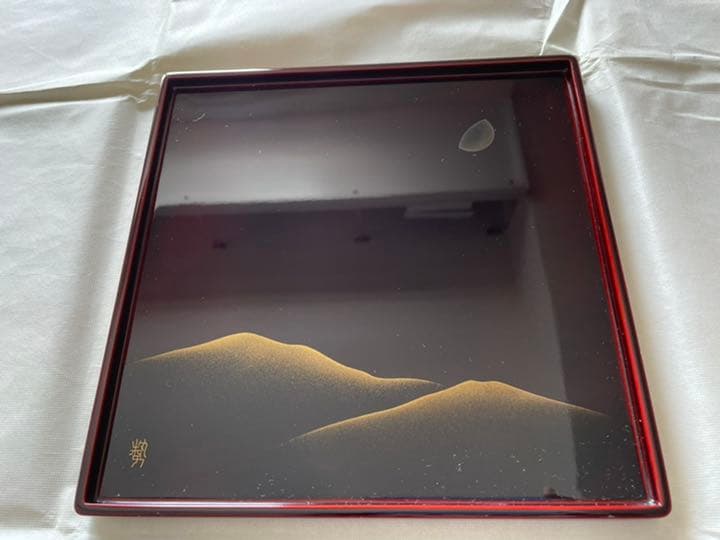 【未使用】輪島塗　膳　摂田勢津子さん　5客　角形　卓上盆　23×23 お正月