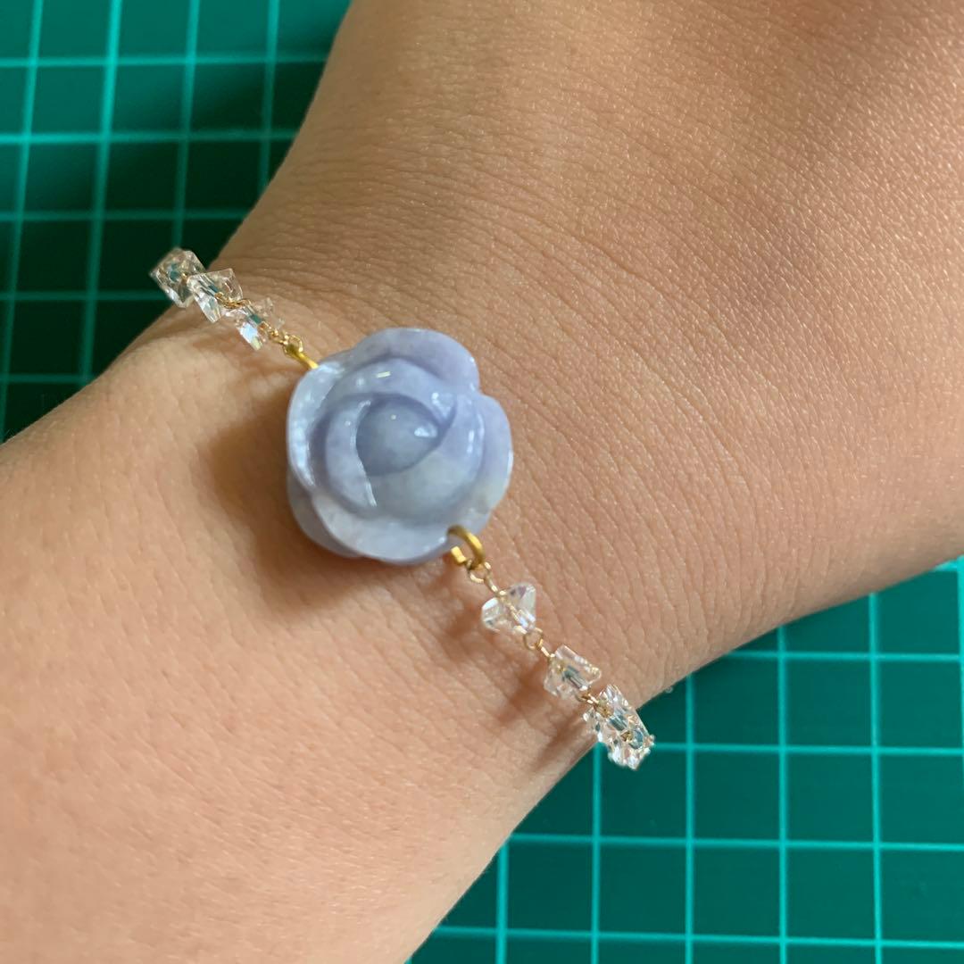 天然石　翡翠ブレスレット　薔薇　NO276