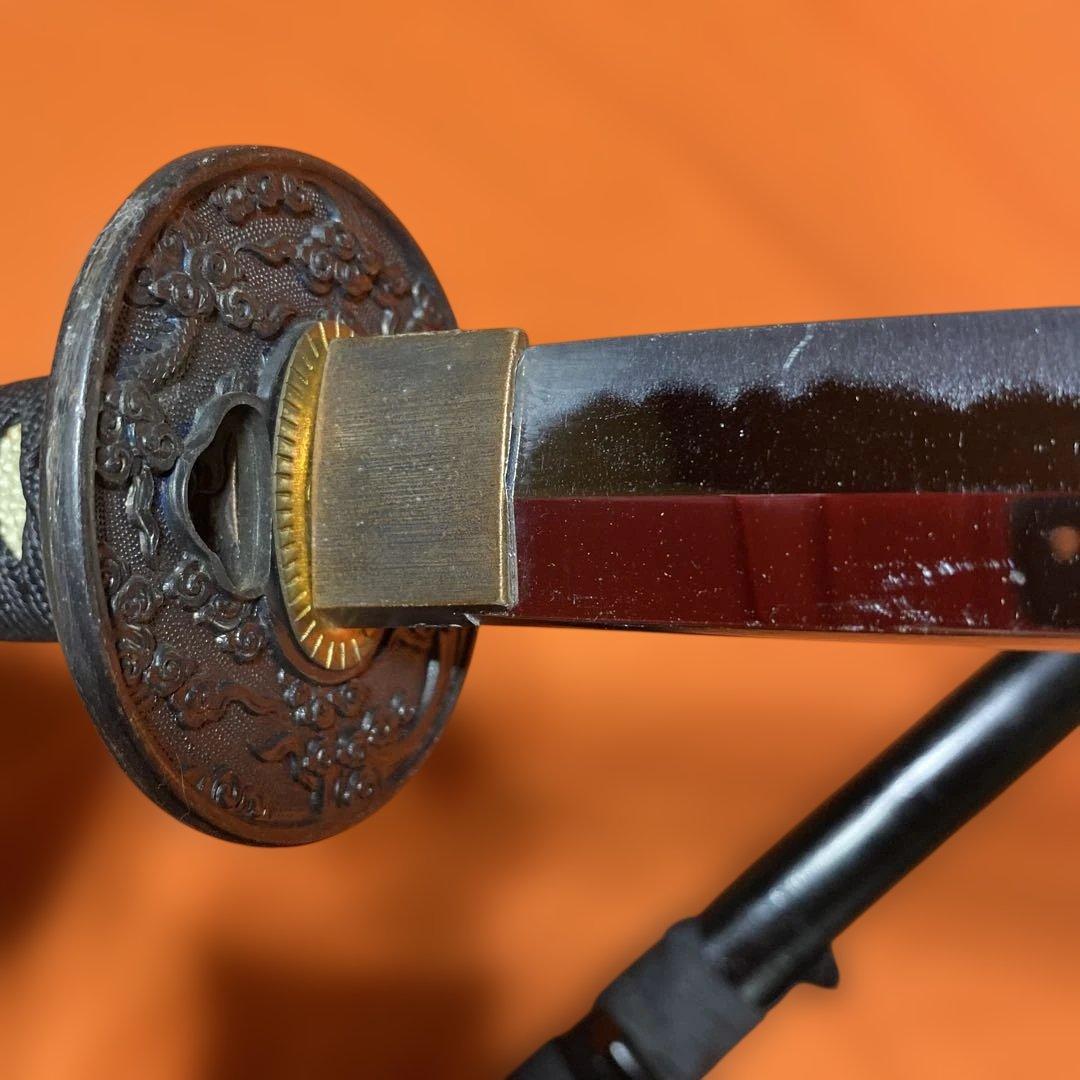 割安模造刀 黒柄 雲龍楕円鍔 黒呂鞘