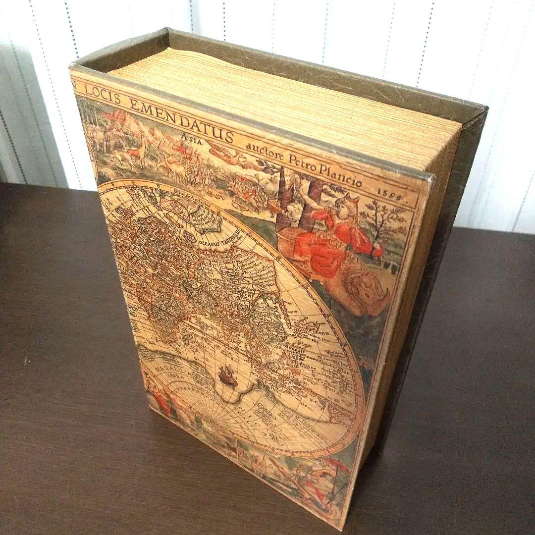 洋書　小物入れ　アンティーク　世界地図　レトロ　ヴィンテージ　マグネット　置き物