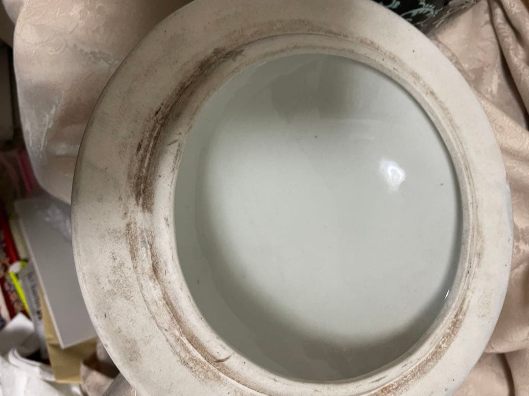 中国美術 蓋付壺 黒地粉彩 唐草花紋様 象耳 大 飾り壺 置物 景徳鎮 唐物