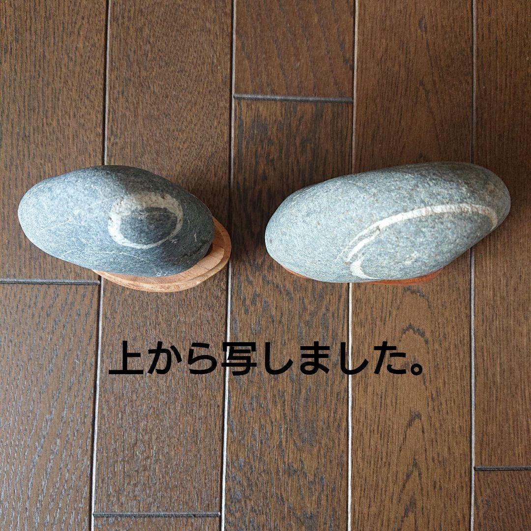 紋様石 ２石 高根島 水石 天然石 鑑賞石 台座付き E