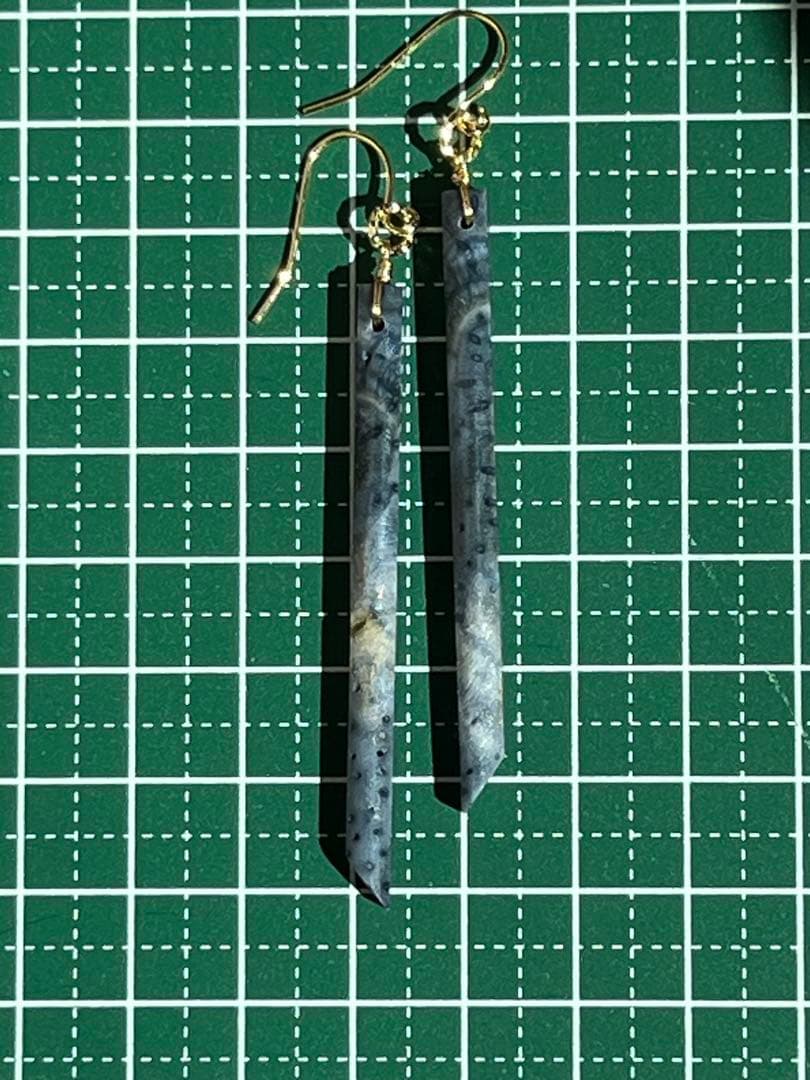 ＊14kgf 希少ブルーフォッシルコーラル ロングスティックピアス