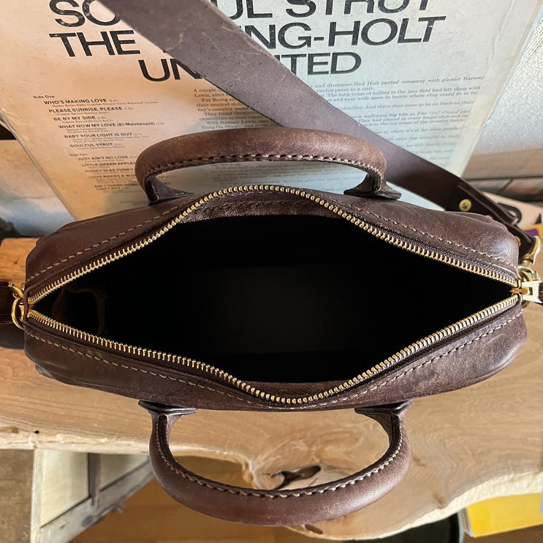 手作り一点物 プエブロレザー ショルダーバッグ チョコレート色 #357