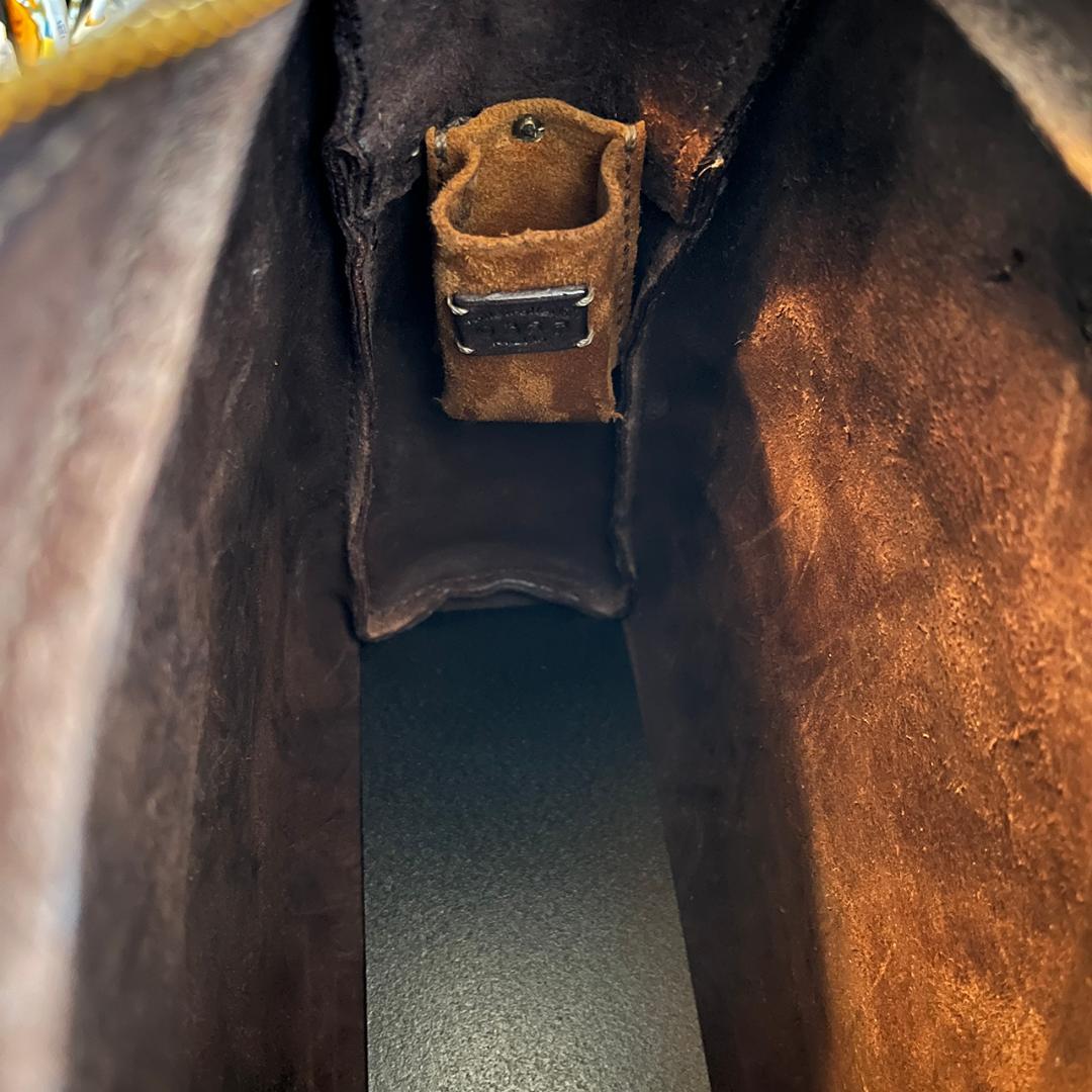 手作り一点物 プエブロレザー ショルダーバッグ チョコレート色 #357