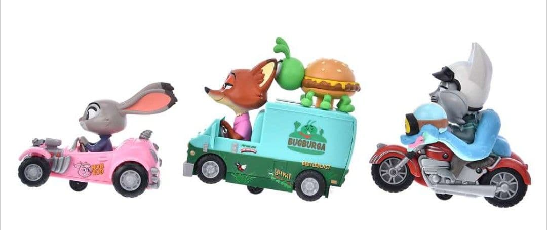 ズートピア　プルバックカー ３台セット　Stunt Car　ディズニーストア