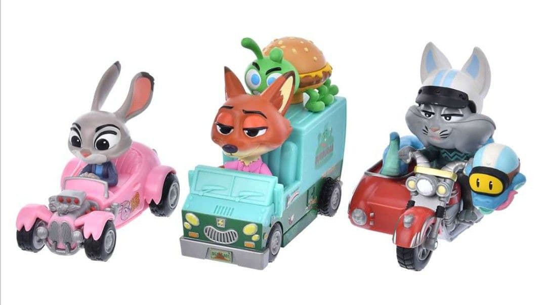 ズートピア　プルバックカー ３台セット　Stunt Car　ディズニーストア