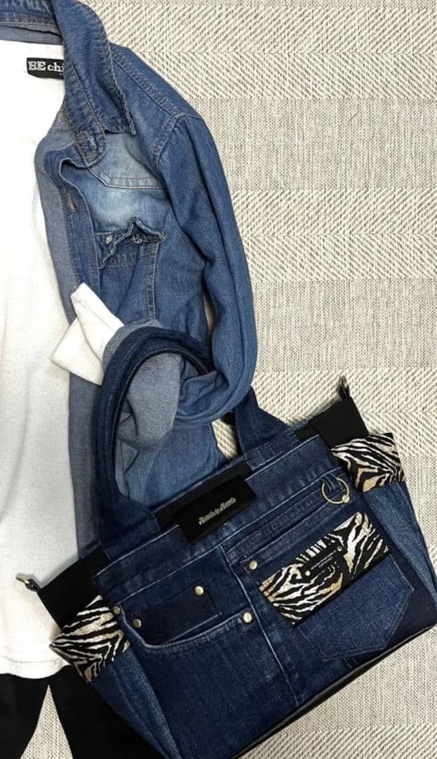 デニムリメイクバッグ（L）No.889☆ハンドバッグ　マザーズバッグ