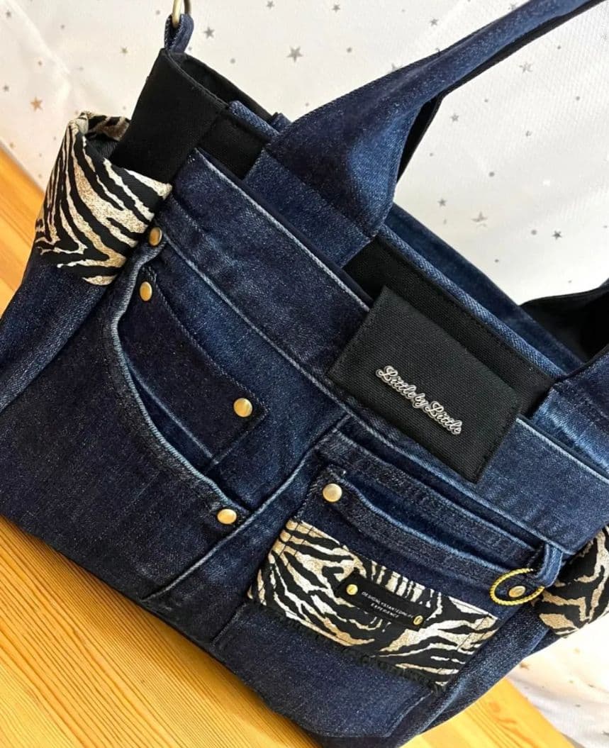 デニムリメイクバッグ（L）No.889☆ハンドバッグ　マザーズバッグ
