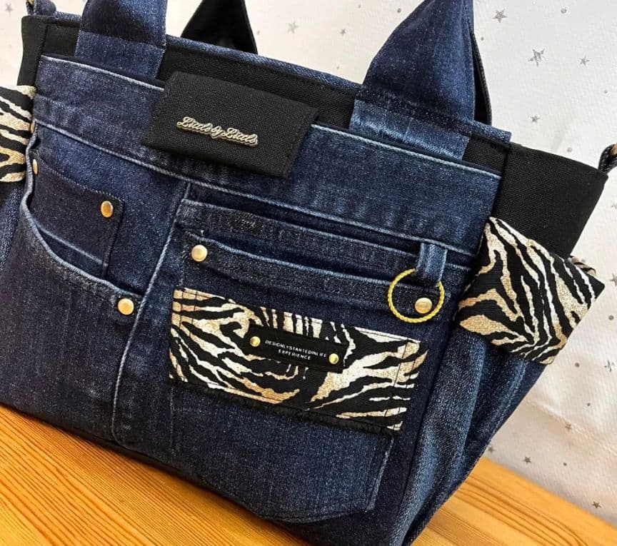 デニムリメイクバッグ（L）No.889☆ハンドバッグ　マザーズバッグ