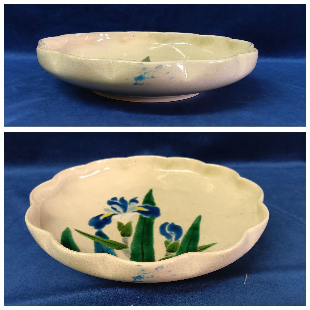 九谷梅夢　中皿5枚セット　花草文　絵変り　銘々皿　花形皿　深皿　骨董　和食器