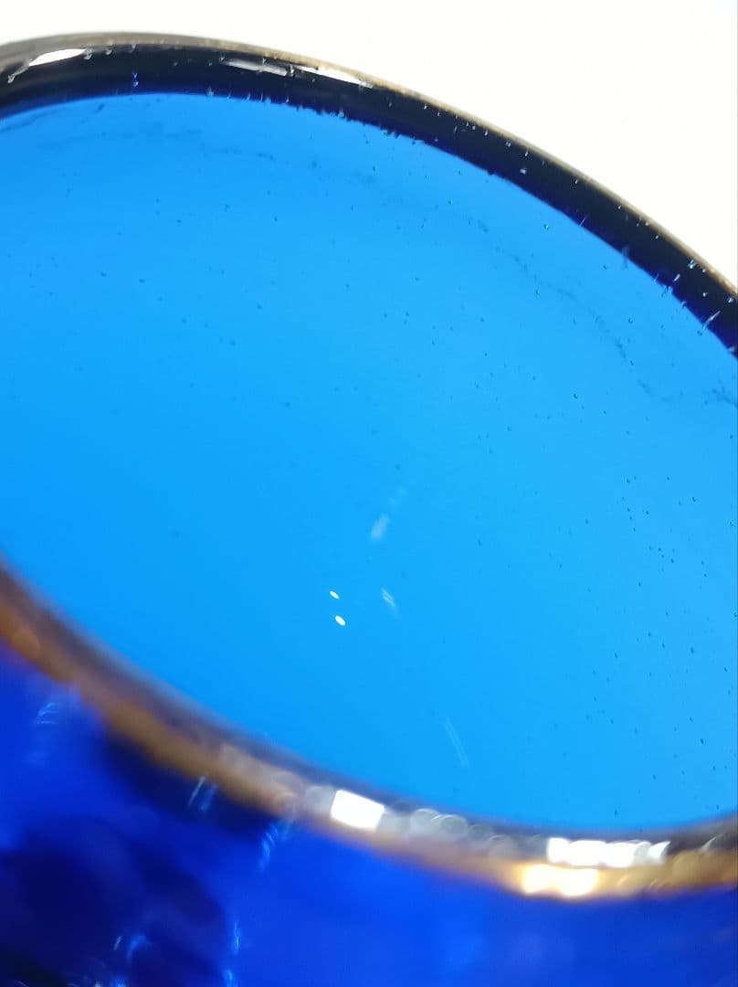 【希少】イラン製 コバルトブルー デキャンタ グラス 酒器 ガラス工芸 手造り