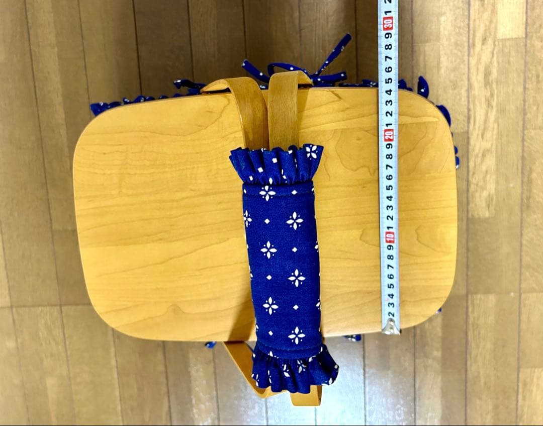 【廃盤】ロンガバーガー　ピクニックバスケット　木製ふた付　ブルー花柄 ドイツ購入
