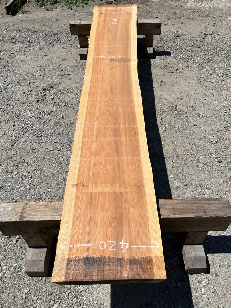 ① 杉　無垢 一枚板 3.4m カウンター テーブル　レジン　看板　ベンチ