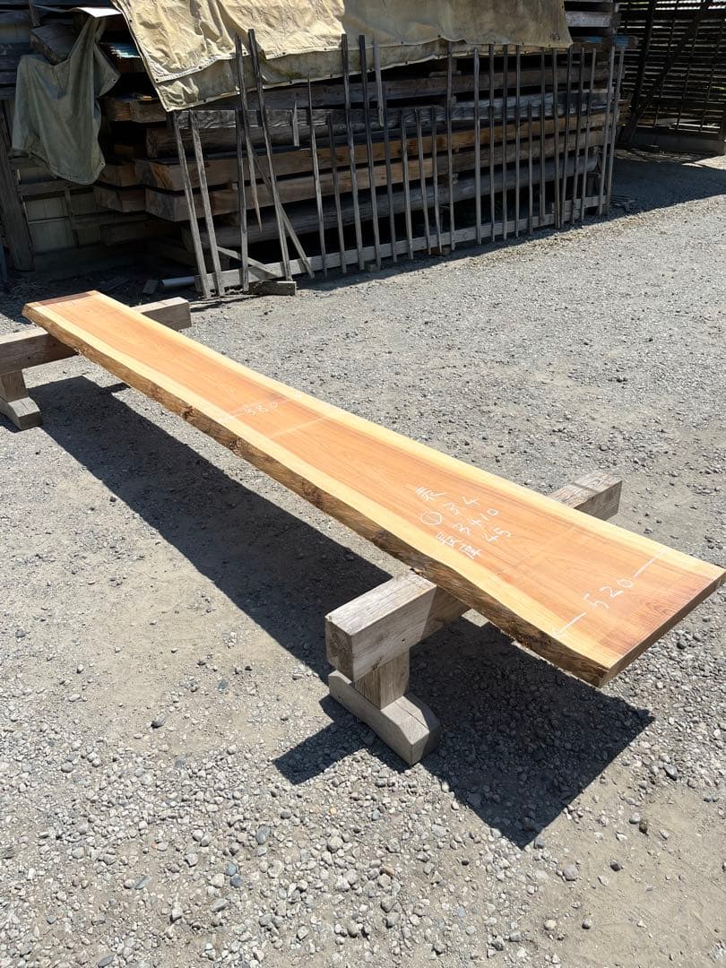 ① 杉　無垢 一枚板 3.4m カウンター テーブル　レジン　看板　ベンチ
