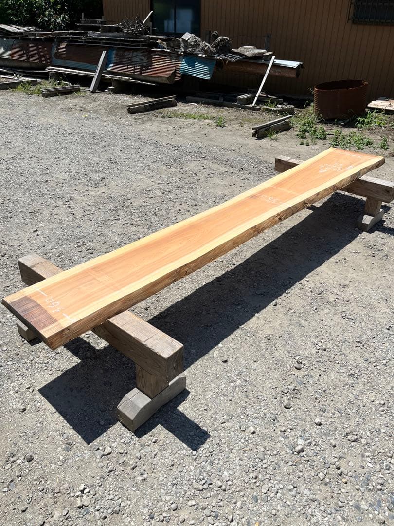 ① 杉　無垢 一枚板 3.4m カウンター テーブル　レジン　看板　ベンチ