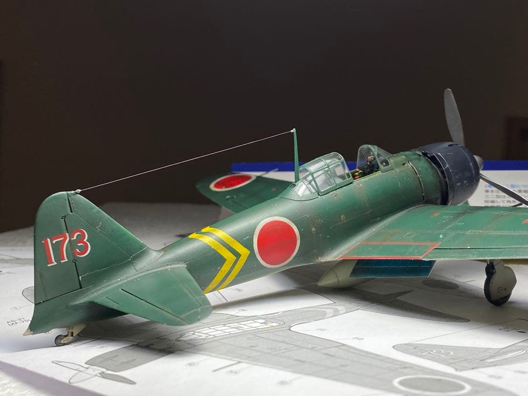 完成品　タミヤ 1/48 零戦 零式艦上戦闘機 22型甲　進藤三郎少佐機