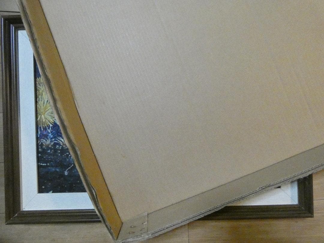 絵画 油彩 風景 山下清「花火」 サイン 額装済み 肉筆手描き M10