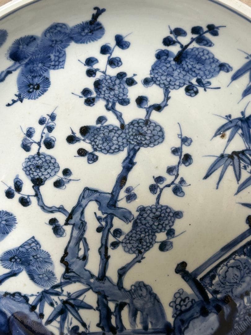 古伊万里　染付　松竹梅文　大皿　江戸後期