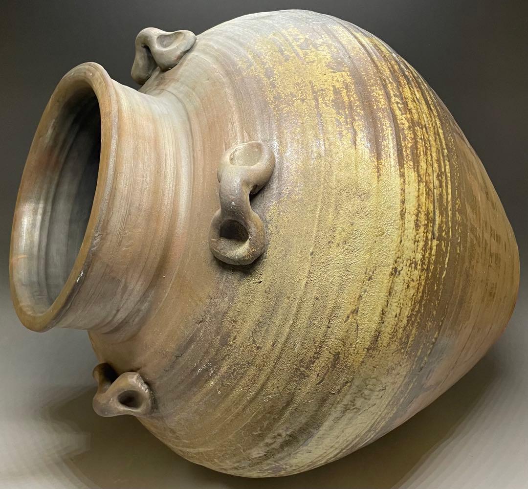 古備前　桃山時代　四耳壺　葉茶壺　大壺　特大　41cm 　Lf6441